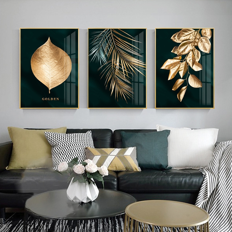 Golden leaf Art custom canvas prints Abstract Decorative Wall Painting For Home Decor Hotel custom wall art