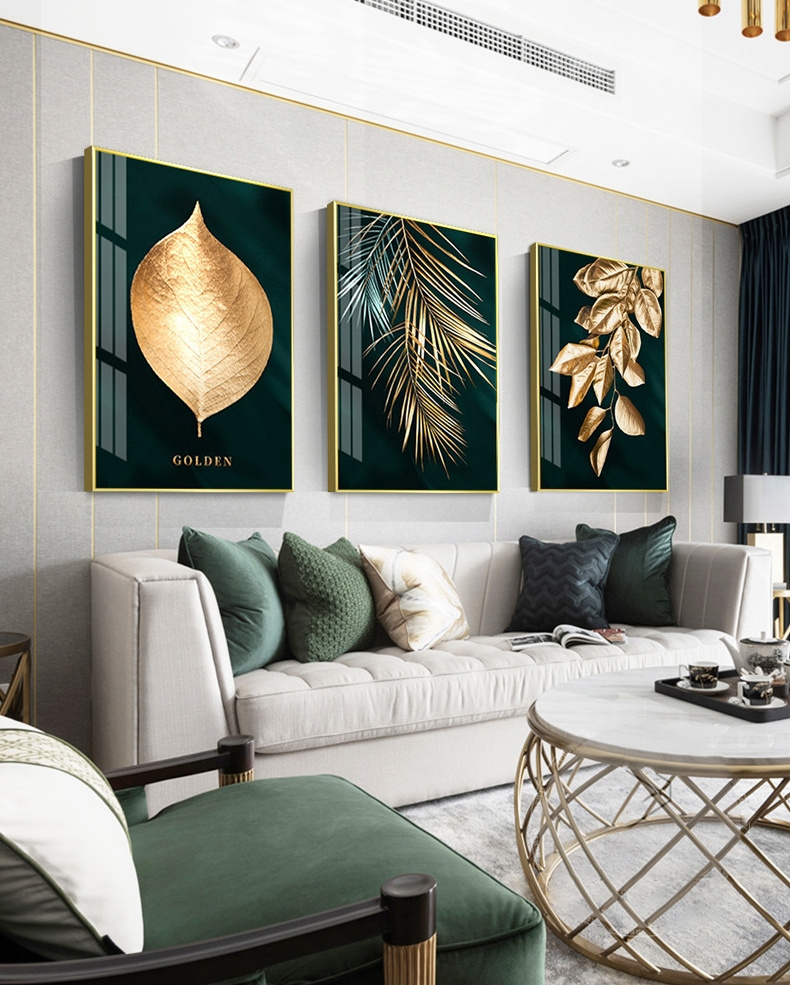 Golden leaf Art custom canvas prints Abstract Decorative Wall Painting For Home Decor Hotel custom wall art