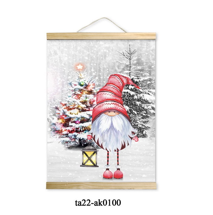 Snowman Hanging Wall Decor Print - Bird Design Wood Hanger Frame Art Posters with Hanger Kit for Bedrooms, Living Room, Office