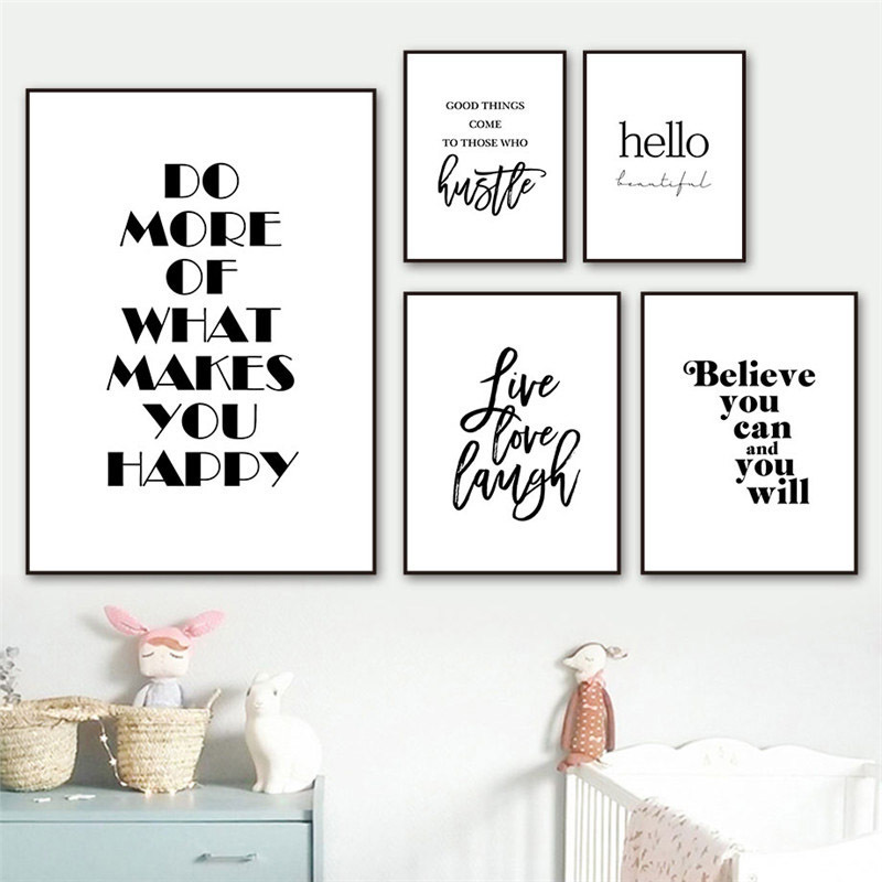 Live Love Laugh Inspiring Quotes Wall Art Canvas Painting Black White Wall Poster Prints For Living Room Modern Home Decor