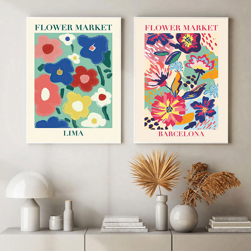 Poster Abstract Canvas Painting Keith Wall Art Flower Market Posters and Prints Wall Pictures for Living Room Home Decor