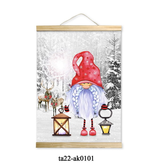 Snowman Hanging Wall Decor Print - Bird Design Wood Hanger Frame Art Posters with Hanger Kit for Bedrooms, Living Room, Office