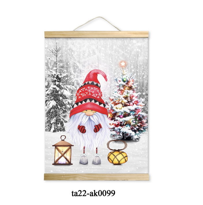 Snowman Hanging Wall Decor Print - Bird Design Wood Hanger Frame Art Posters with Hanger Kit for Bedrooms, Living Room, Office