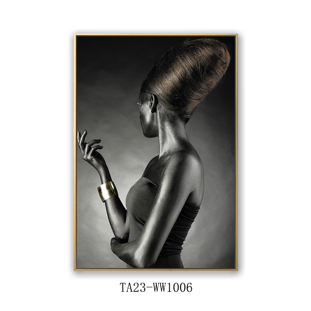 Beauty Wall Art - Golden Black Woman Poster Canvas Painting for Living Room Wall Decor Unframed