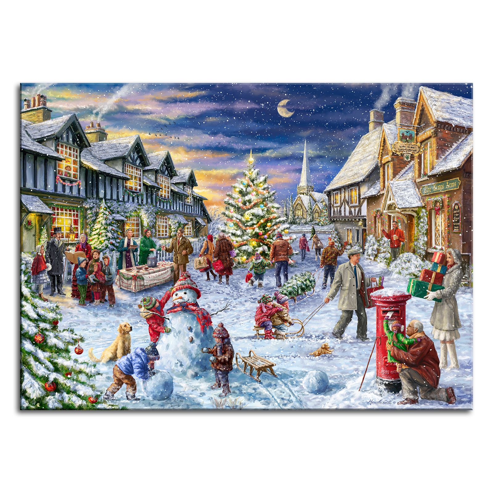 Christmas Snowman Joy Scene Printed Christmas Decorations Winter Christmas Gift Printed Modern Wall Artist Home Decor Picture