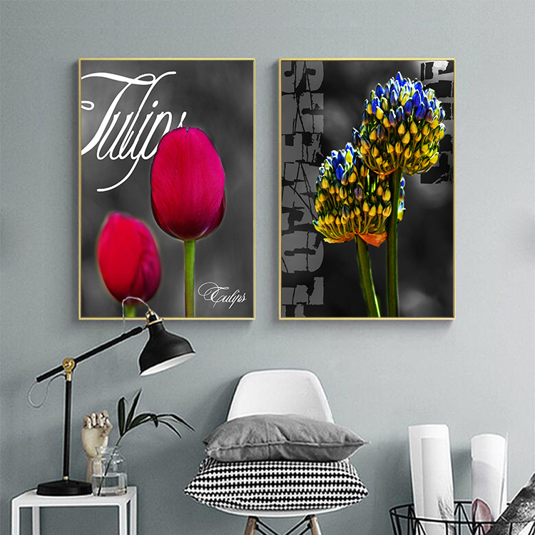 rose flower dandelions botanical canvas print still life painting wall decor picture for living room