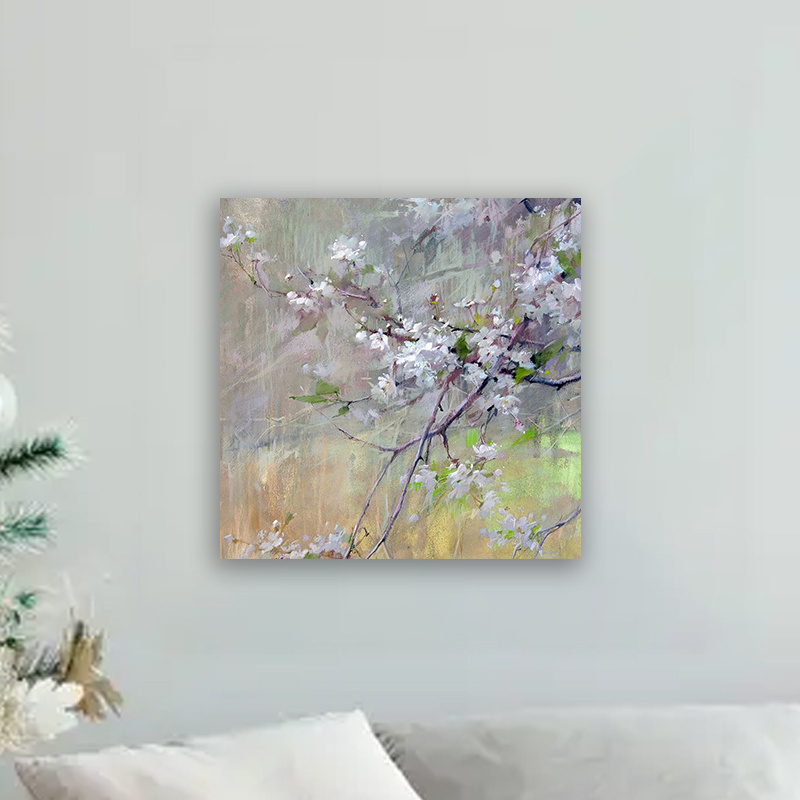 Hand Painted Canvas Pictures Art Wall Cherry Blossom Nordic Artwork Textured Painting Home Decor for Bedroom Living Room