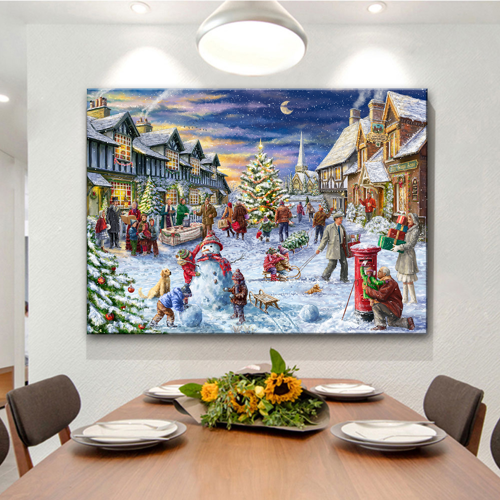 Christmas Snowman Joy Scene Printed Christmas Decorations Winter Christmas Gift Printed Modern Wall Artist Home Decor Picture