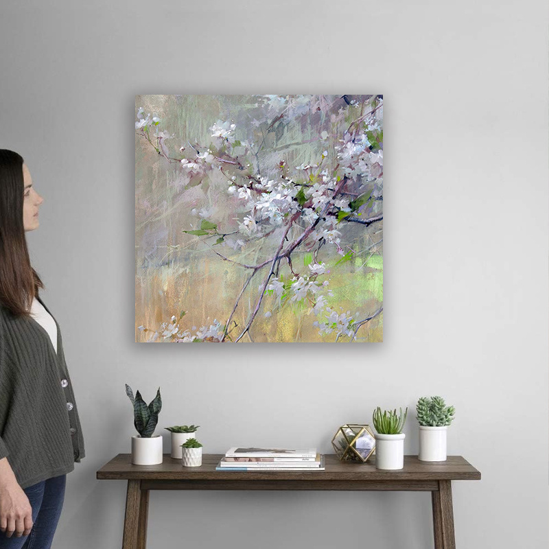 Hand Painted Canvas Pictures Art Wall Cherry Blossom Nordic Artwork Textured Painting Home Decor for Bedroom Living Room