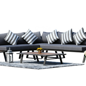 4-Piece Outdoor Couch Sectional Set with Removable Gray Cushions