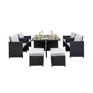 10 Seater Wicker Garden Furniture Cube Set Rattan Dining Table Outdoor Rattan Furniture Patio Furniture