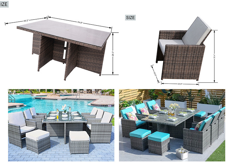 Coffee Table And Cushions Deck Backyard Porch Wicker Patio Sectional Furniture Sets Outdoor Sofa Rattan Couch