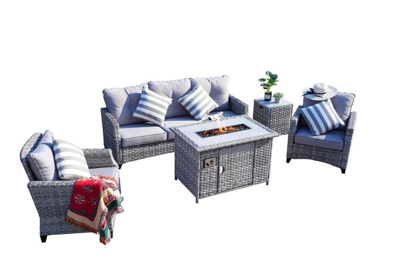 Garden Sofas Outdoor Patio Set Rattan Garden Patio Outdoor Furniture Set Waterproof Sofa Sets With Fire Pit