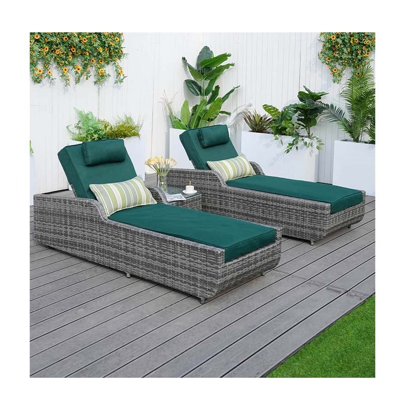 Pool Side Garden Daybed Chaise Poolside Fabric Rattan Pool Chair Sun Lounger Wood Outdoor Beach Chair