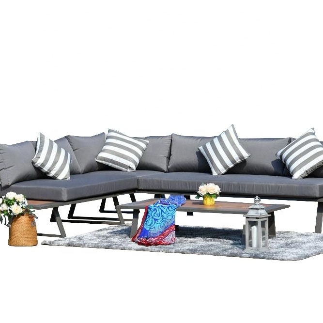 4-Piece Outdoor Couch Sectional Set with Removable Gray Cushions