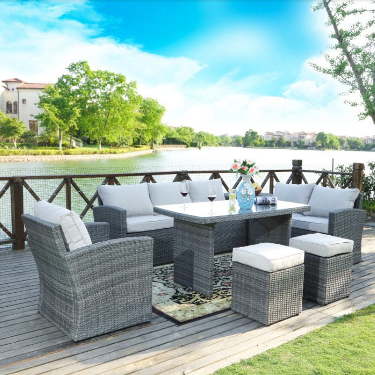 8 Seater Detachable Europe Style Outdoor Furniture Wicker Rattan and Garden Patio Sofa Set