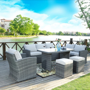 8 Seater Detachable Europe Style Outdoor Furniture Wicker Rattan and Garden Patio Sofa Set