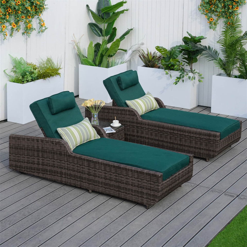 Pool Side Garden Daybed Chaise Poolside Fabric Rattan Pool Chair Sun Lounger Wood Outdoor Beach Chair