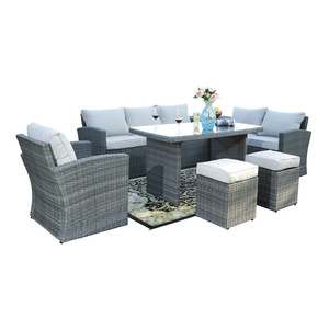 7PC Detachable Outdoor Wicker Furniture Patio Rattan and Garden Sectional Sofa Set with Ottoman