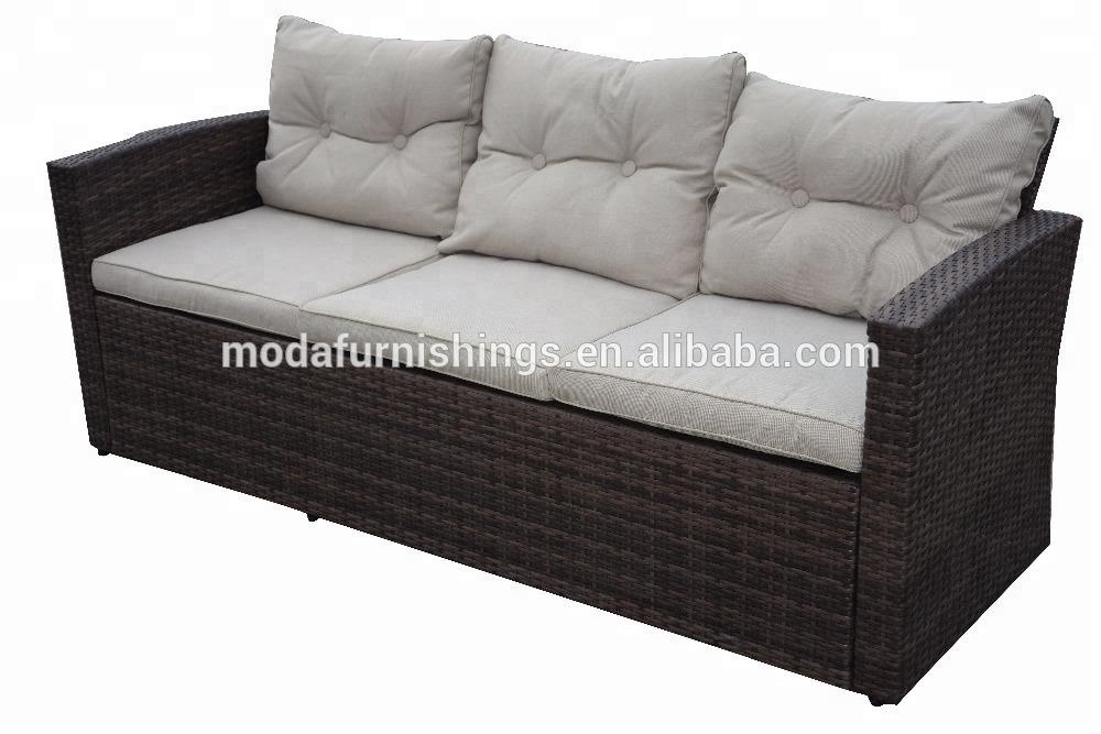 5 Seater Promotional Balcony Outdoor Garden PE Rattan Wicker Furniture Sofa with storage box