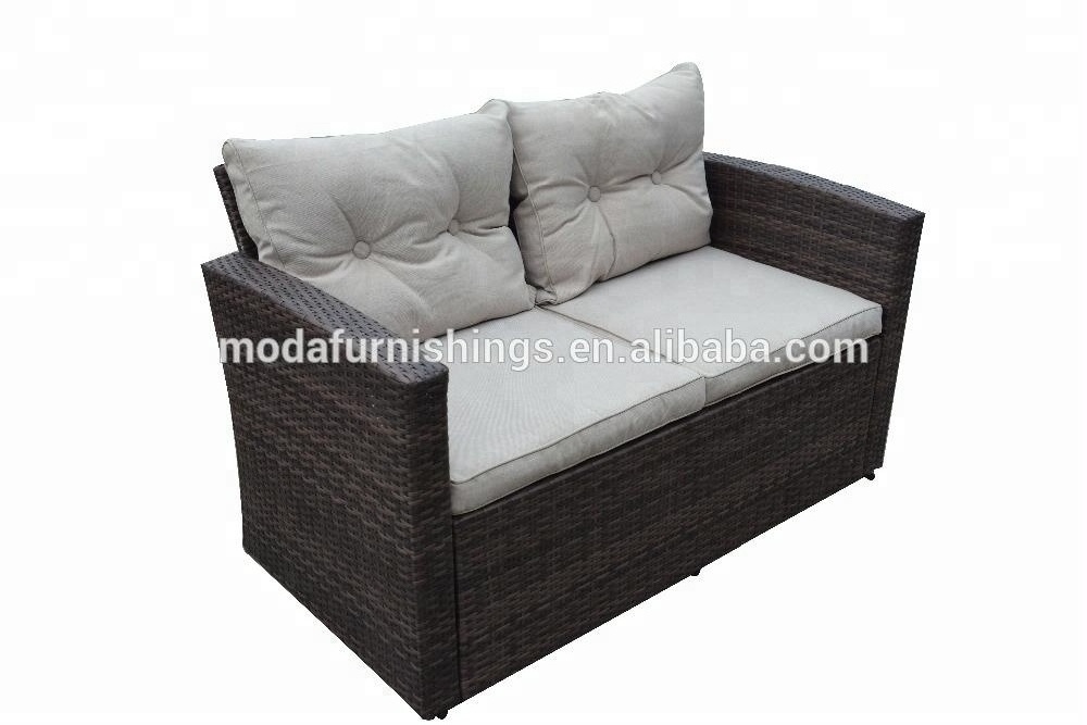 5 Seater Promotional Balcony Outdoor Garden PE Rattan Wicker Furniture Sofa with storage box