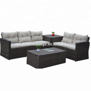 5 Seater Promotional Balcony Outdoor Garden PE Rattan Wicker Furniture Sofa with storage box