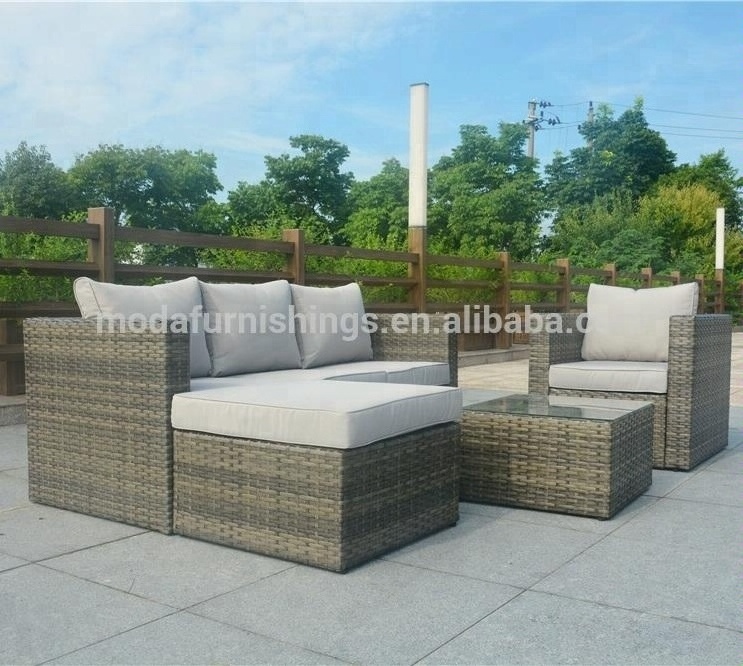 4pcs Deep Seating Couch Patio Wicker Outdoor Garden Furniture Rattan Conversation Sofa Set