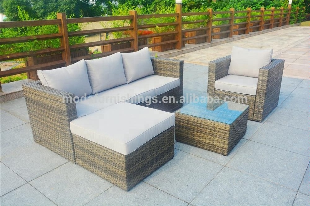 4pcs Deep Seating Couch Patio Wicker Outdoor Garden Furniture Rattan Conversation Sofa Set