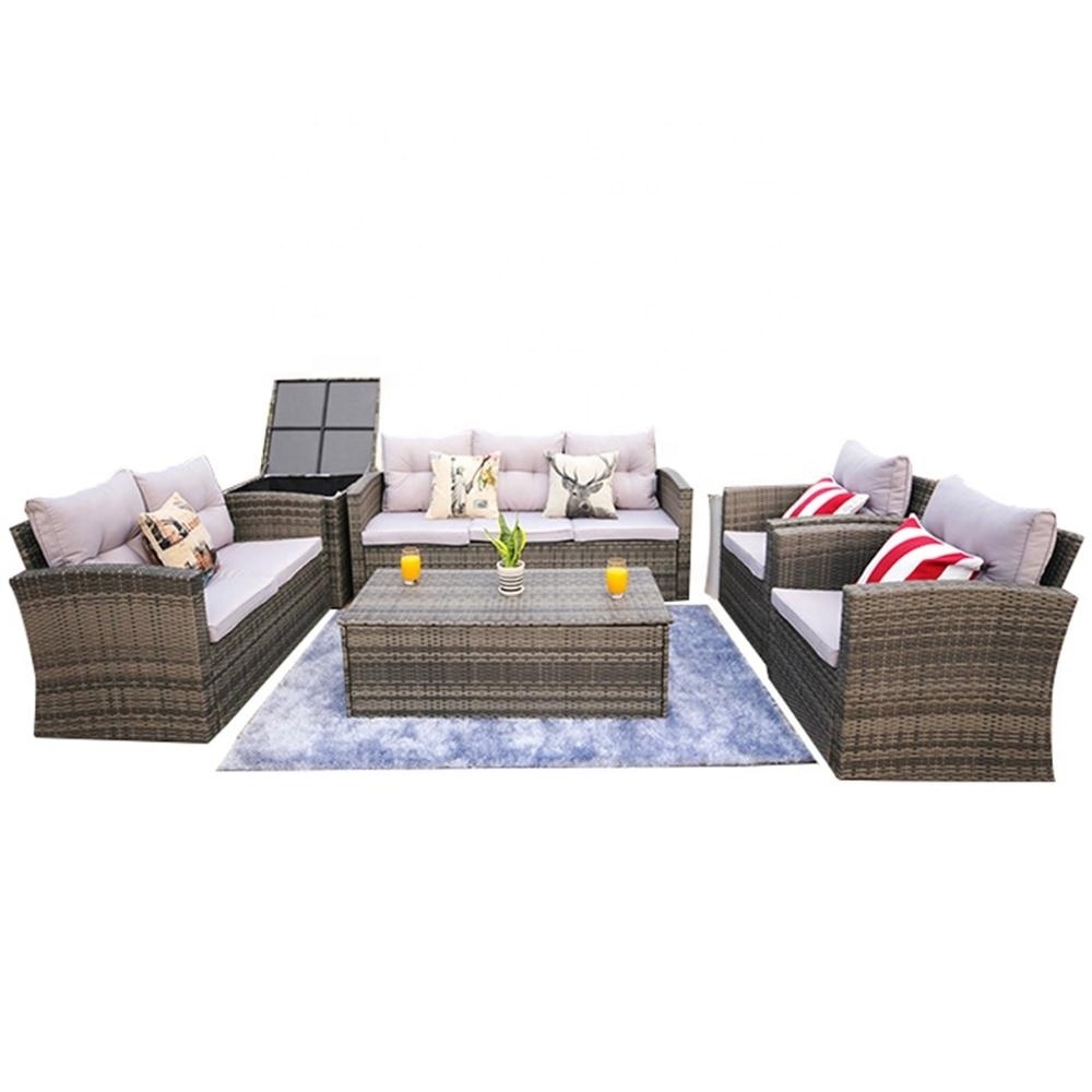 7 Seats Moda Hot Sale Favorable Rattan Outdoor Sofa Set Patio Garden Sofa