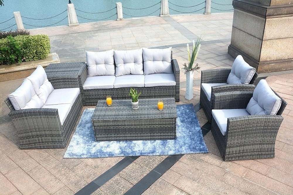 7 Seats Moda Hot Sale Favorable Rattan Outdoor Sofa Set Patio Garden Sofa