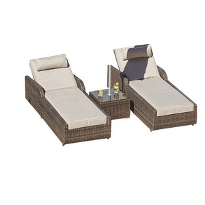 Outdoor Furniture Patio Wicker Chaise Lounge with Sand Cushions - Brown