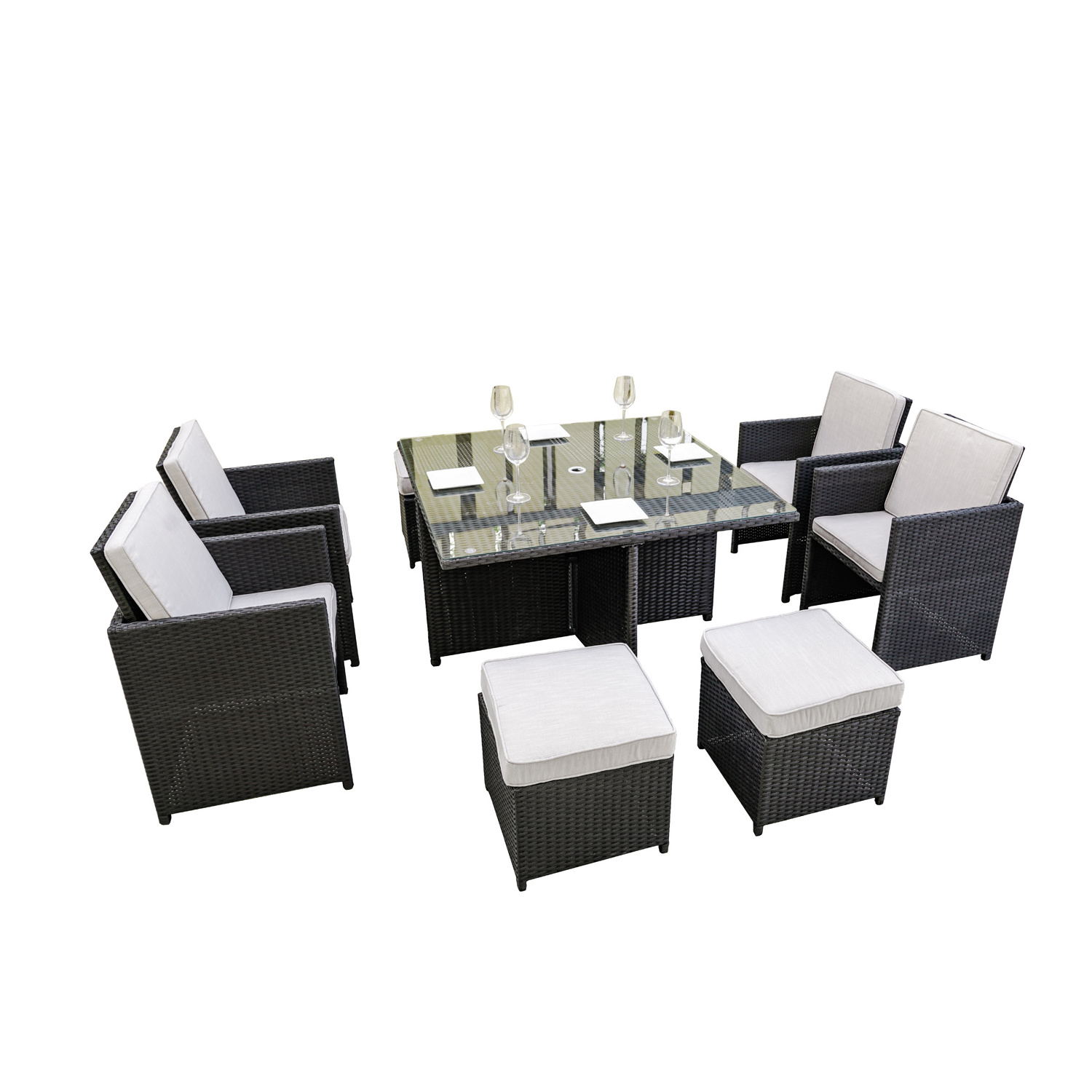 10 Seater Wicker Garden Furniture Cube Set Rattan Dining Table Outdoor Rattan Furniture Patio Furniture