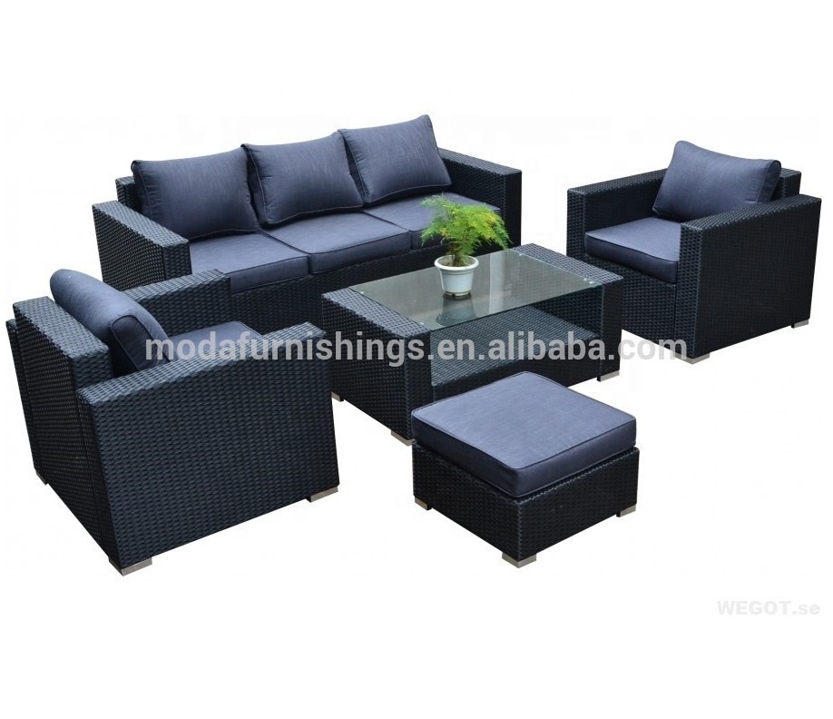 2018 Moda 4PC Leisure Modern All Weather Outdoor Wicker Patio Sofa Set and Garden Rattan Sectional Furniture