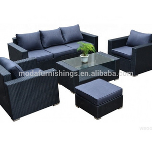 2018 Moda 4PC Leisure Modern All Weather Outdoor Wicker Patio Sofa Set and Garden Rattan Sectional Furniture