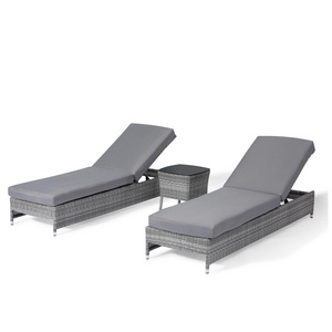 Set of 2 Patio Lounge Chairs Adjustable Pool Chaise Rattan Outdoor Recliners