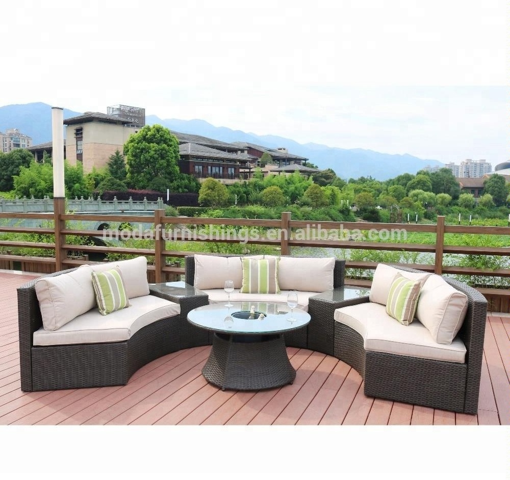 2021 Stylish Rattan Half Moon Sofa Sets Patio Wicker Outdoor Garden Furniture