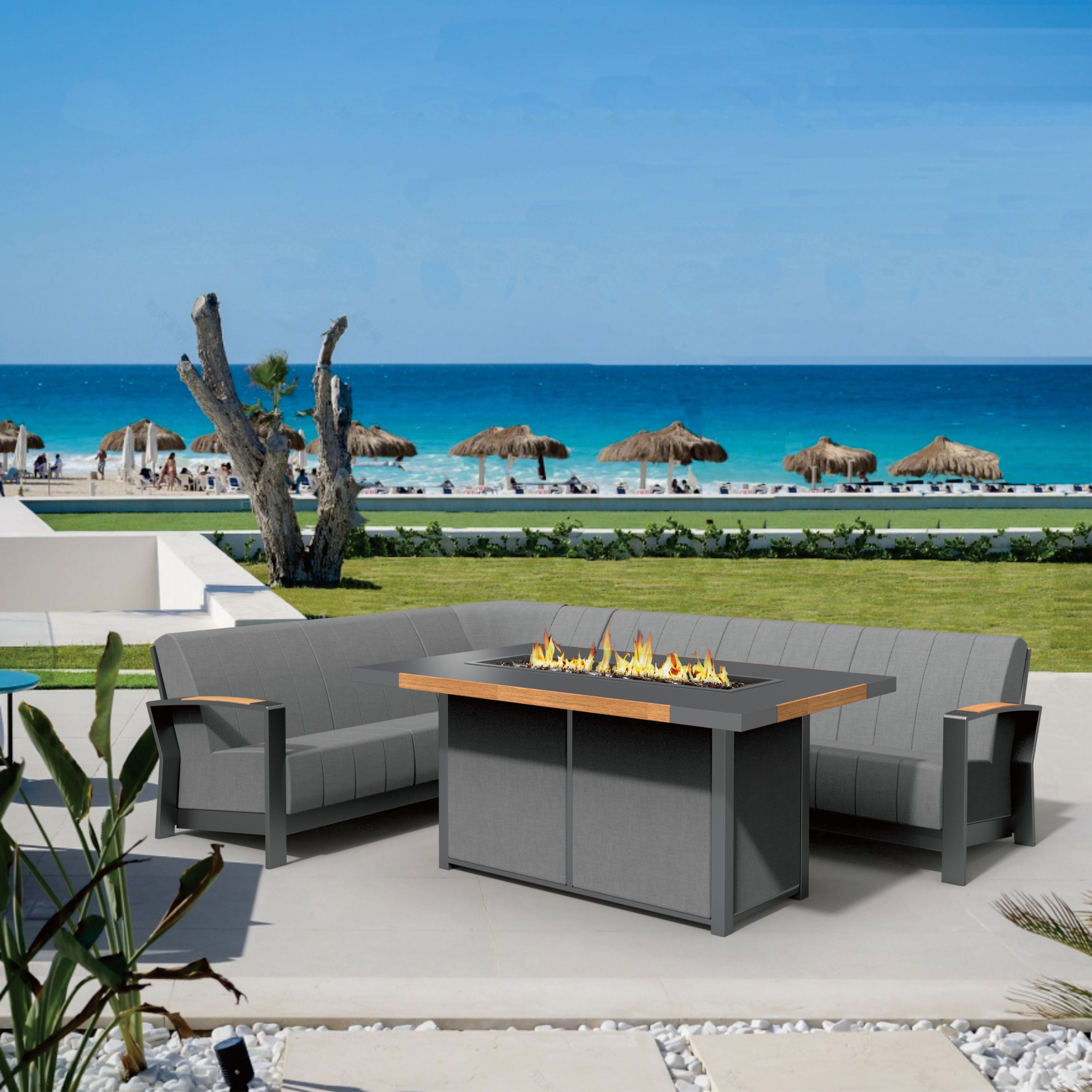 Newest Luxury Outdoor Sofa Fire Pit Set for 6-7 Seaters