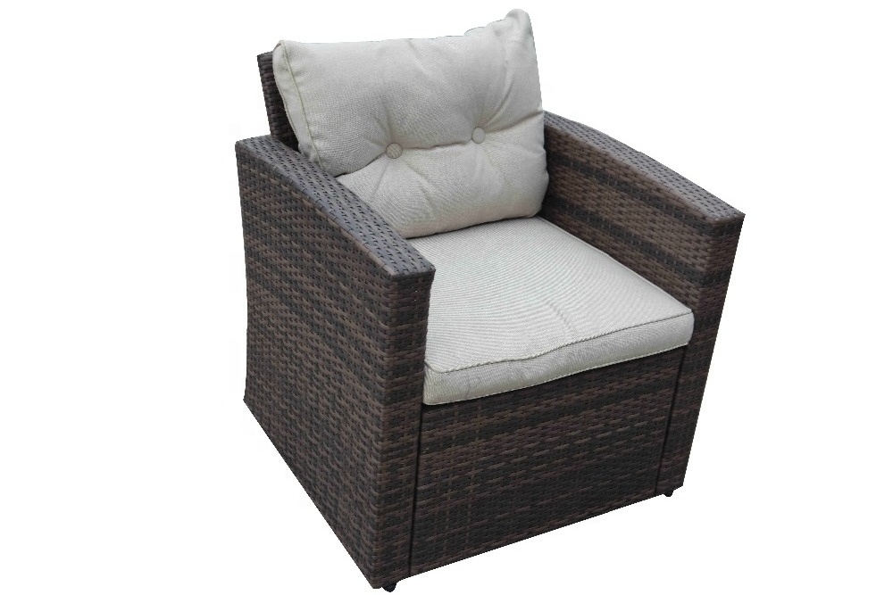 Hot Sale Top Quality Steel Rattan Sofa Set Functional Cushion Box All Weather Outdoor Garden Wicker Furniture