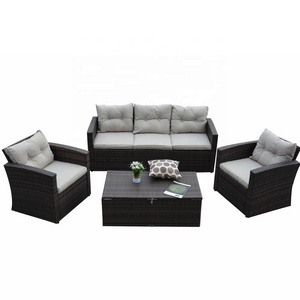 Discount Hot Sale Steel Rattan Sofa Set Functional All Weather Outdoor Garden Wicker Patio Furniture