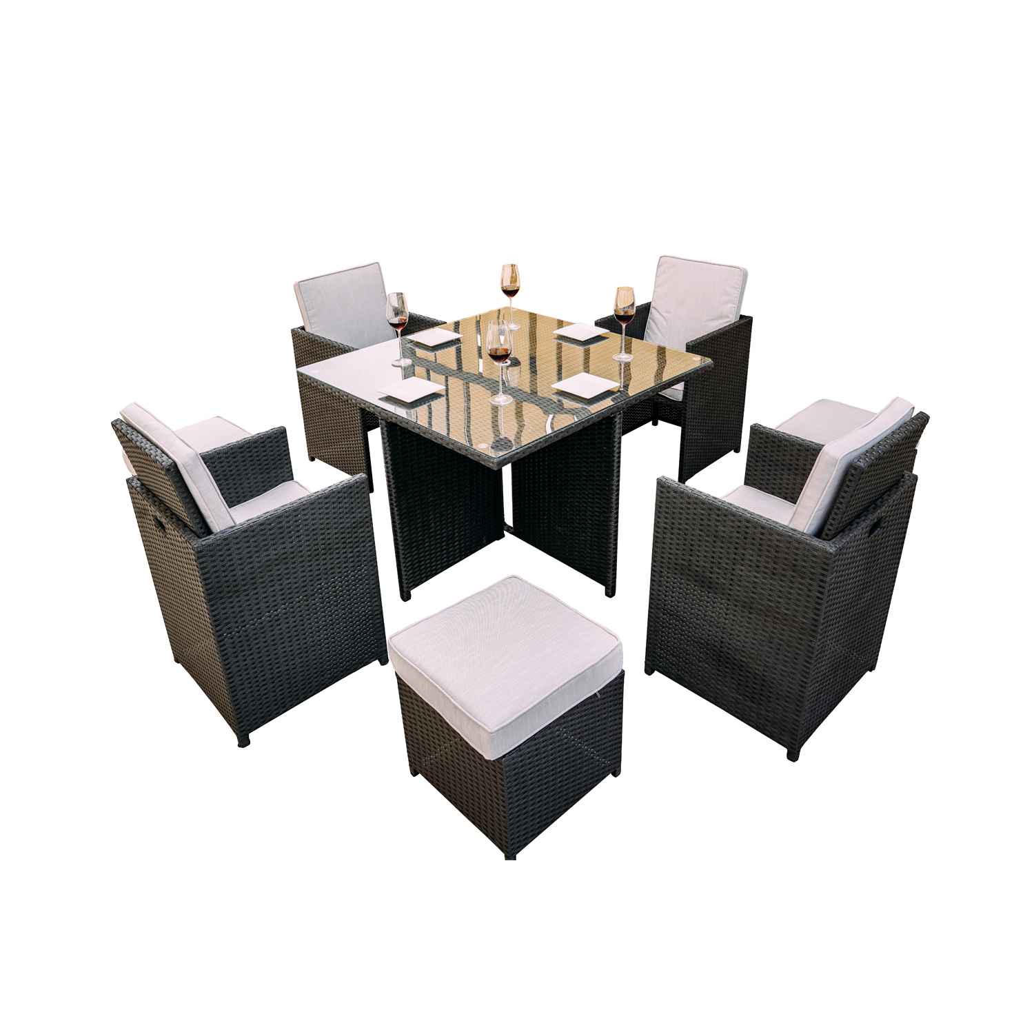 10 Seater Wicker Garden Furniture Cube Set Rattan Dining Table Outdoor Rattan Furniture Patio Furniture