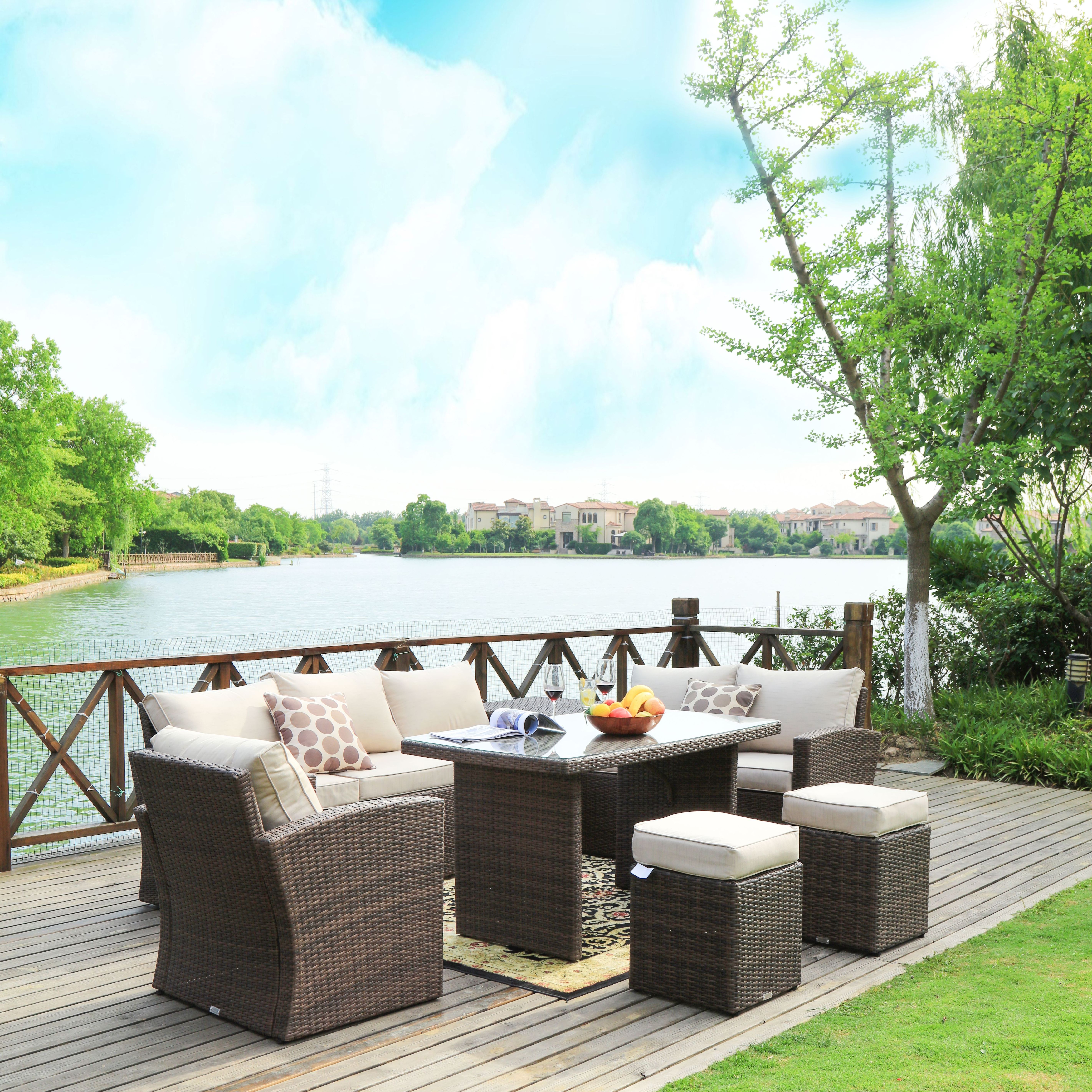 8 Seater Detachable Europe Style Outdoor Furniture Wicker Rattan and Garden Patio Sofa Set