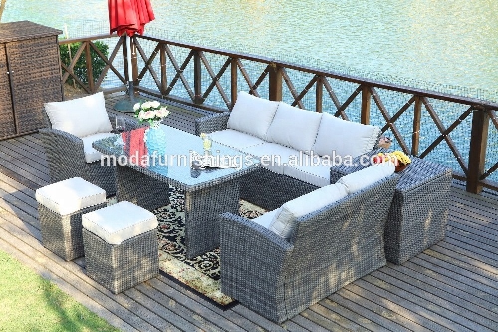 8 Seater Detachable Europe Style Outdoor Furniture Wicker Rattan and Garden Patio Sofa Set