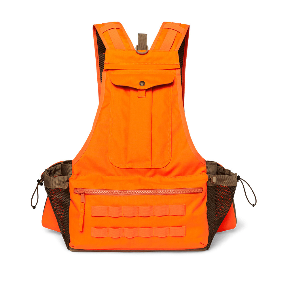 Orange combat durable custom hunting vests lightweight breathable multi-pocket jacket vest