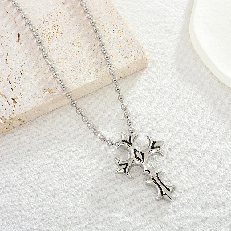 Sale Casting Vintage Gothic Pendant Jewelry Dainty Stainless Steel Cross Necklace For Men