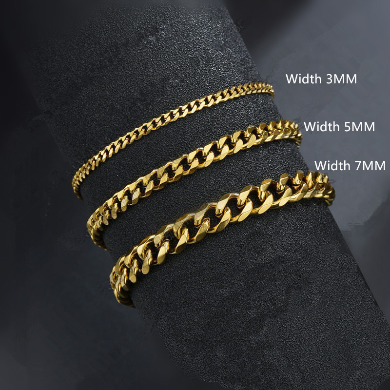 Stainless Steel I8K Black Cuban Link Jewelry Accessories Gold Mens Bracelet for Men and Women