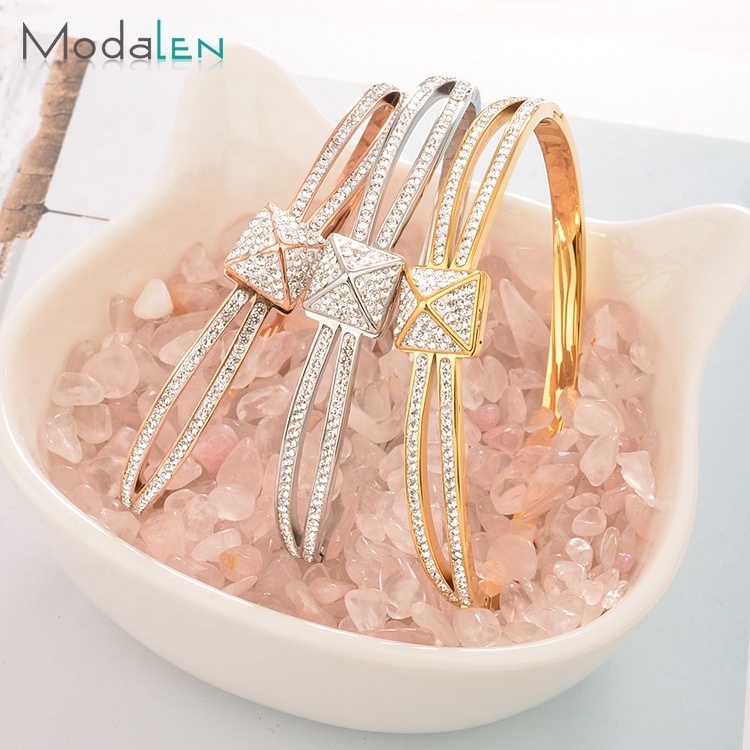 Modalen Designer High Quality Rhinestone Stainless Steel Bracelet Bangle Jewelry