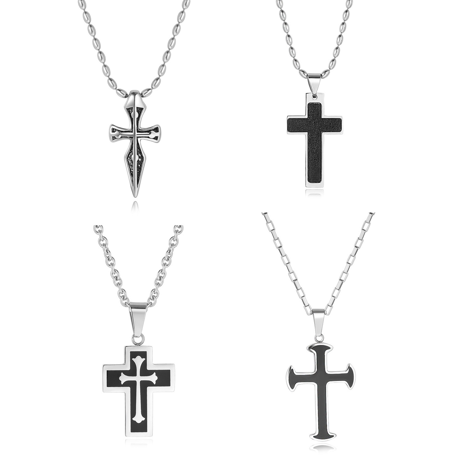 Mens Pendant Fashion Jewelry Necklaces Leather Men's Celtic Orthodox Men Stainless Steel Necklace Cross