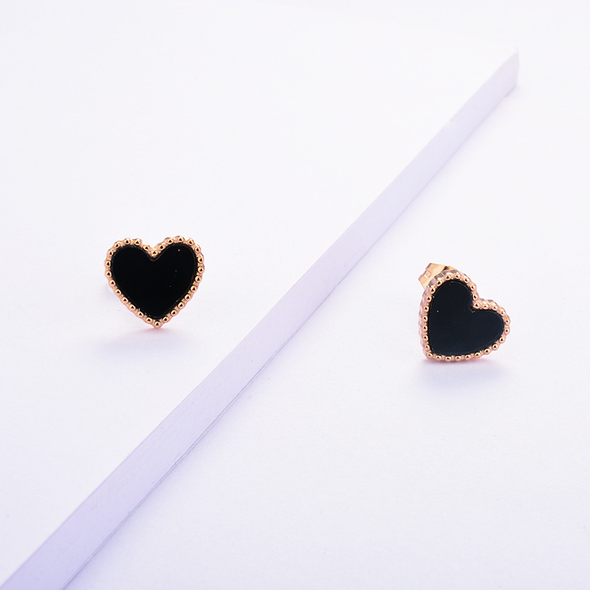 Modalen Classic Woman Gold Earring Stud Heart Shape Jewelry