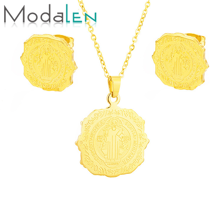 Modalen Chain Whosale Jewellery Supply Fashion 18k Gold Plated Woman Acero Inoxidable Joyeria Stainless Steel Jewelry Set