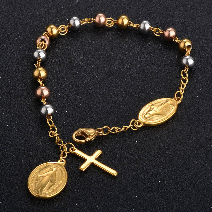 Hot Virgin Mary Bead Stainless Steel Jewelry Bracelet For Woman